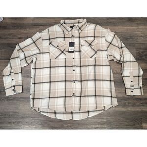 Steve's Jeans NWT Premium Plaid Flannel Gray/Sand Windowpane Pattern Size 3x‎